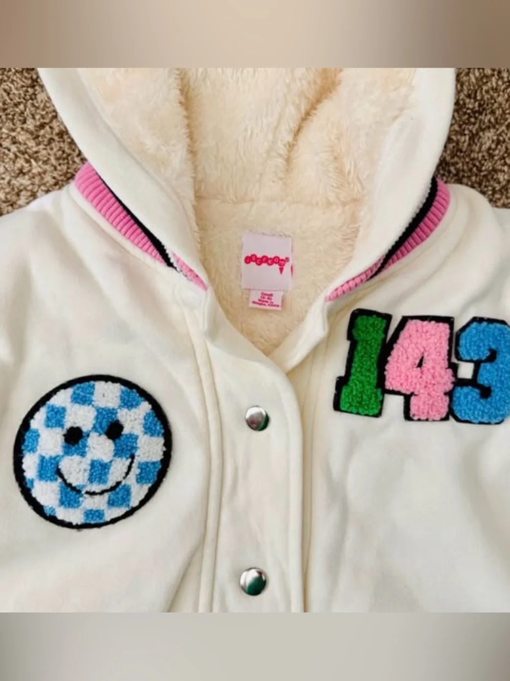 Youth Girl Size S “ISCream” Patch Varsity Jacket